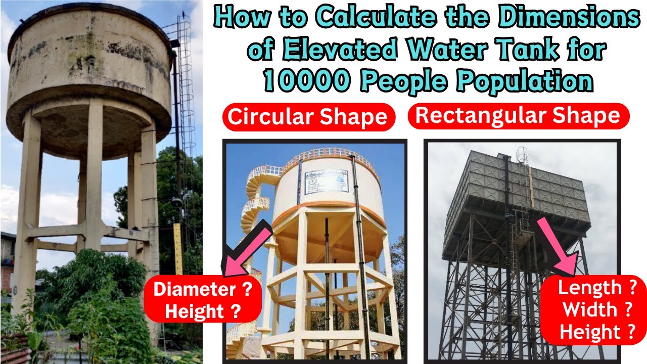 Calculation of dimensions of water tank manual method | 10000 population tank dimensions | civil |