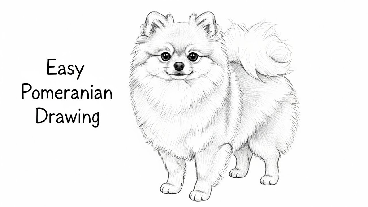 How to Draw a Pomeranian 🐶 | Cute & Fluffy Dog Drawing Step by Step | Easy Pencil Sketch