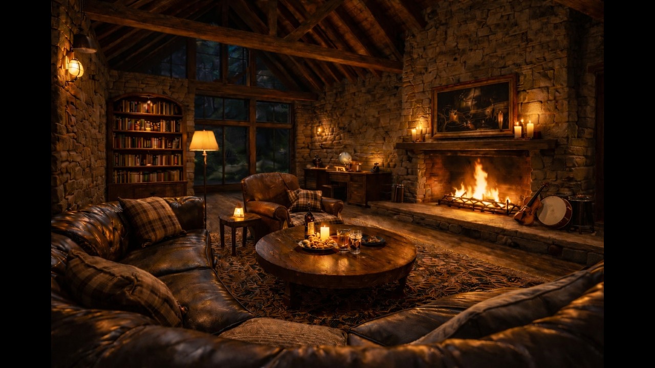 Irish tavern Night 🔥 Irish Folk NightAmbience | CozyTavern NI FireplaceSounds