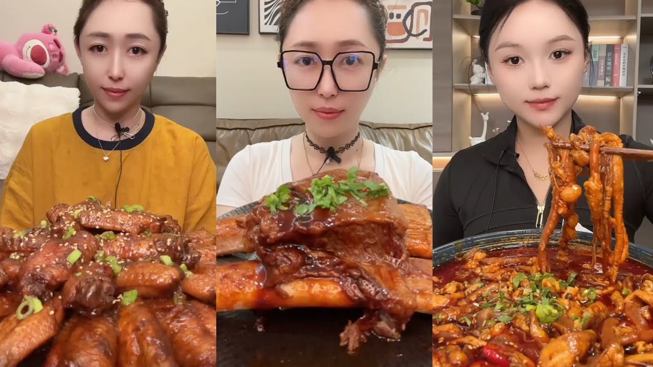 Mukbang #Spicy Noodles 🔥🍜 Pork 🤤 Meat 🍖🥓 Beef Chicken 🍗#food #beef #noodles