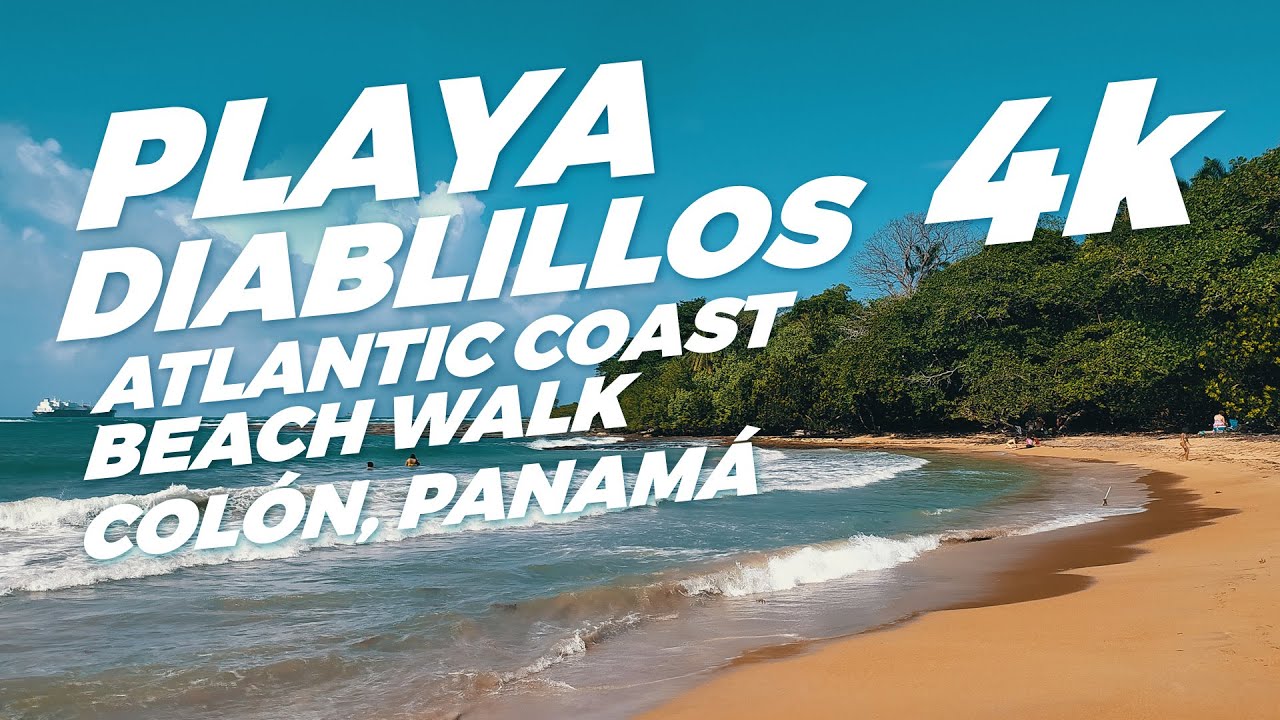 Colón, Panamá 4K. Relaxing beach walk around 