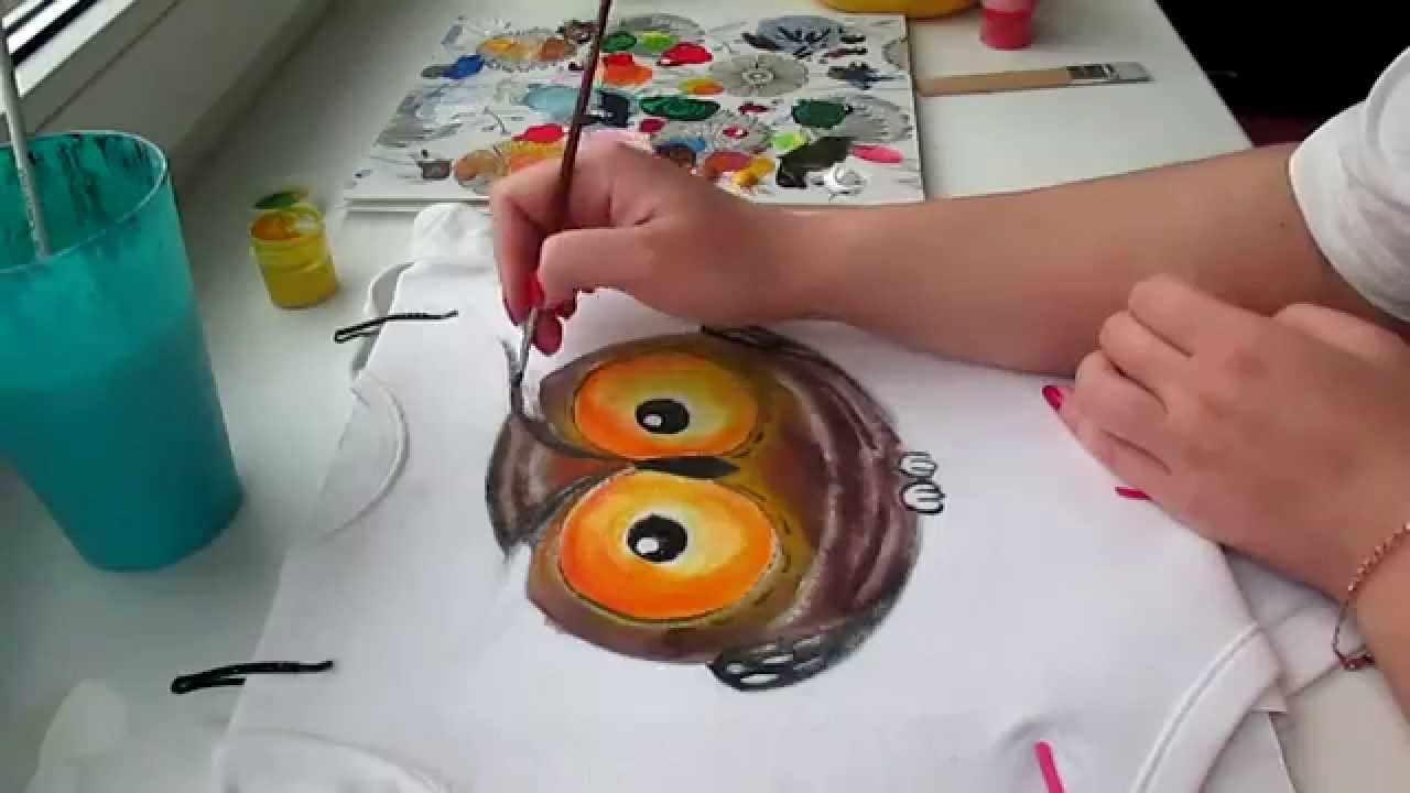 как сделать рисунок на футболке своими руками. СОВА