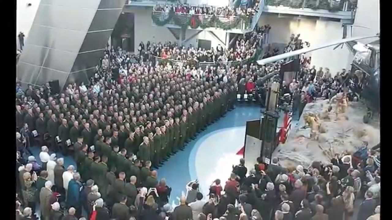 Marine Corps OCS- Class OCC-220, Commissioning Ceremony, 24 Nov 2015,  Singing Marine Corps Hymn