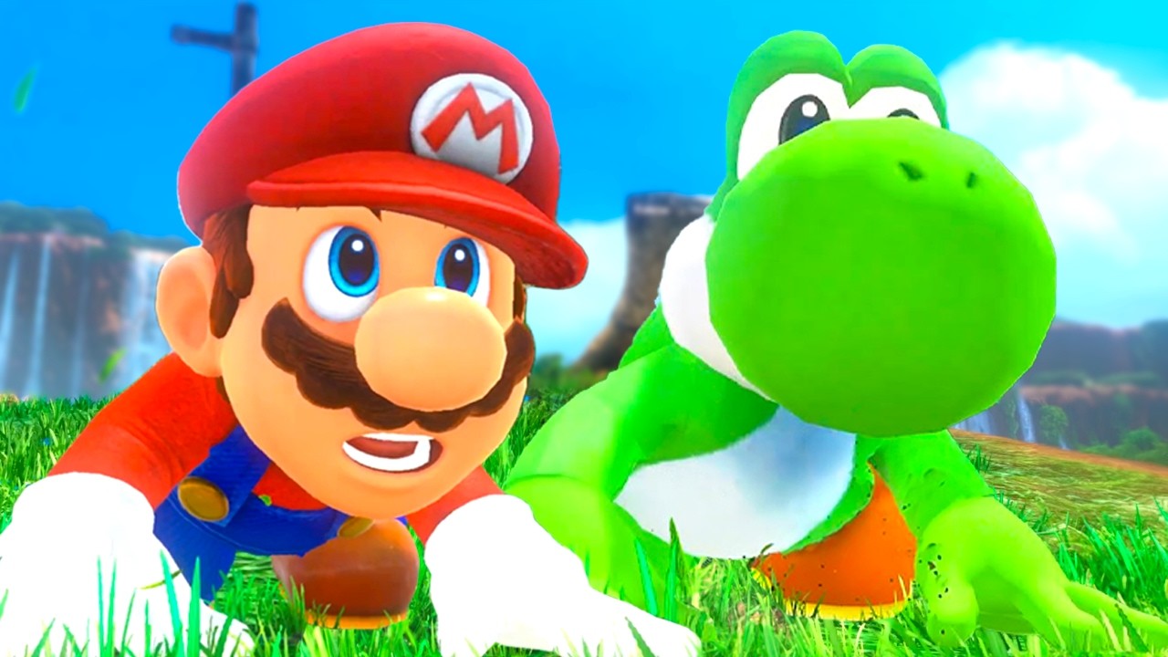 Super Mario Odyssey: Mario vs Yoshi - Full Game Walkthrough (2-Player Splitscreen Race)