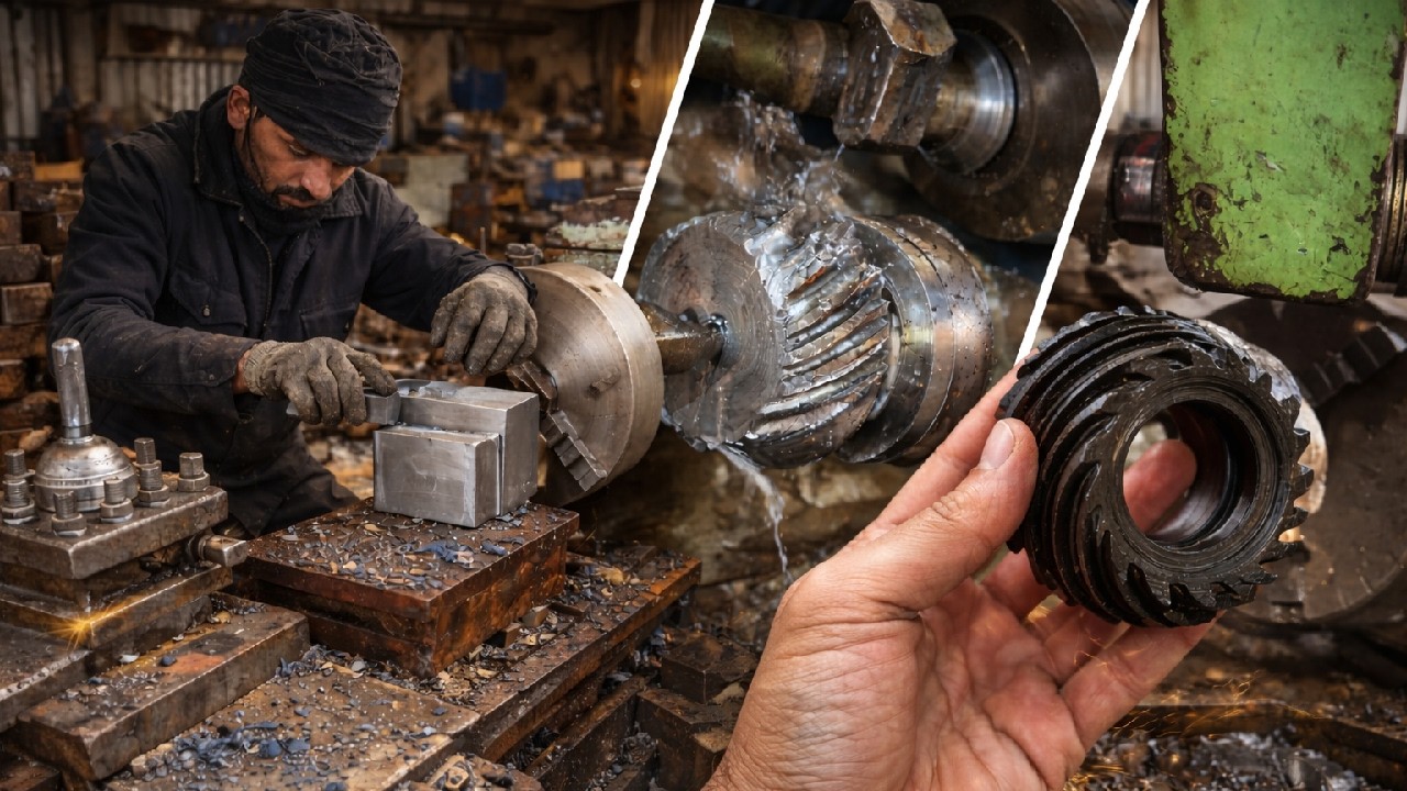 Afghan Mechanic Turning Old Metal into Bevel Gear with Old Technology!