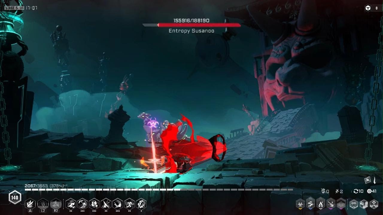 Fighting Susano'o in BlazBlue Entropy Effect X