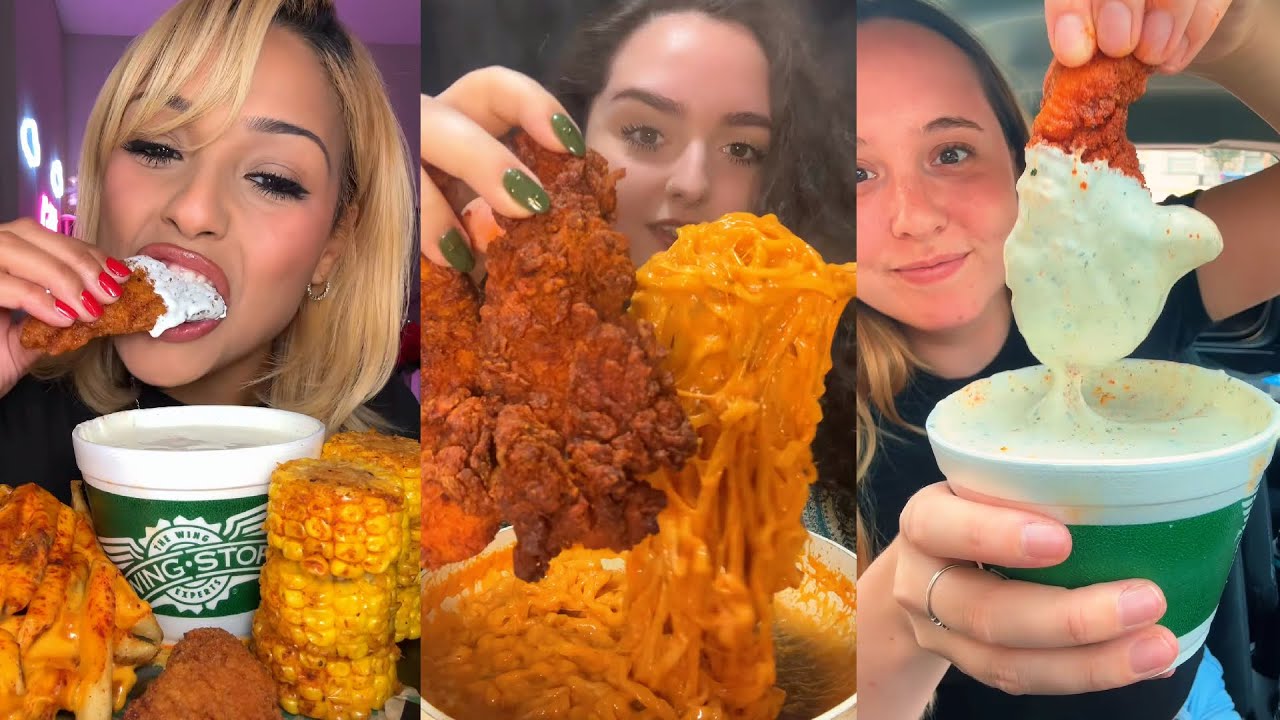 Подборка мукбангов из TikTok | Wingstop, Dave's Hot Chicken, Chipotle, CAVA и другие!
