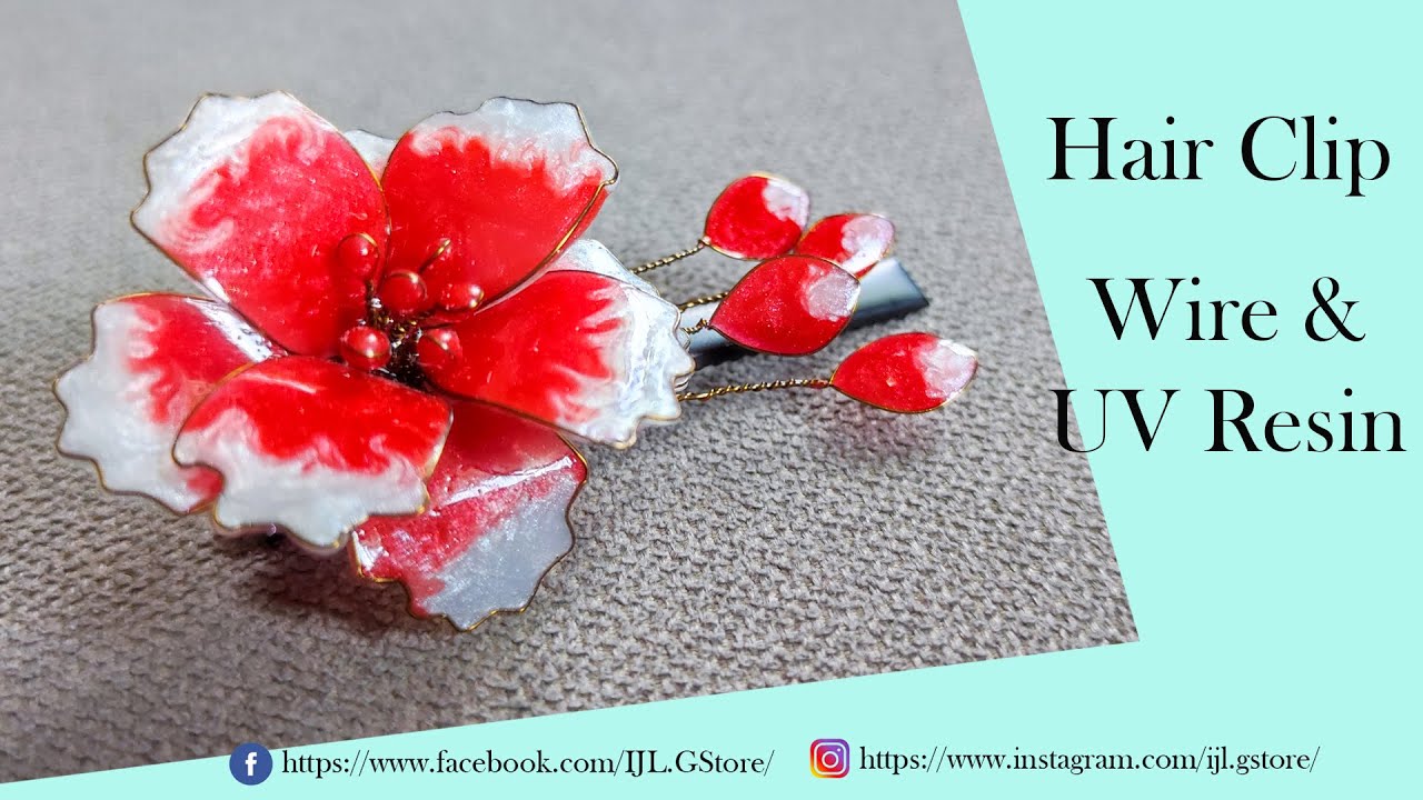 Flower Wire and UV Resin Art | Wire Resin Hair Clip | Wire UV resin flower hair clip ハンドメイド デザイン