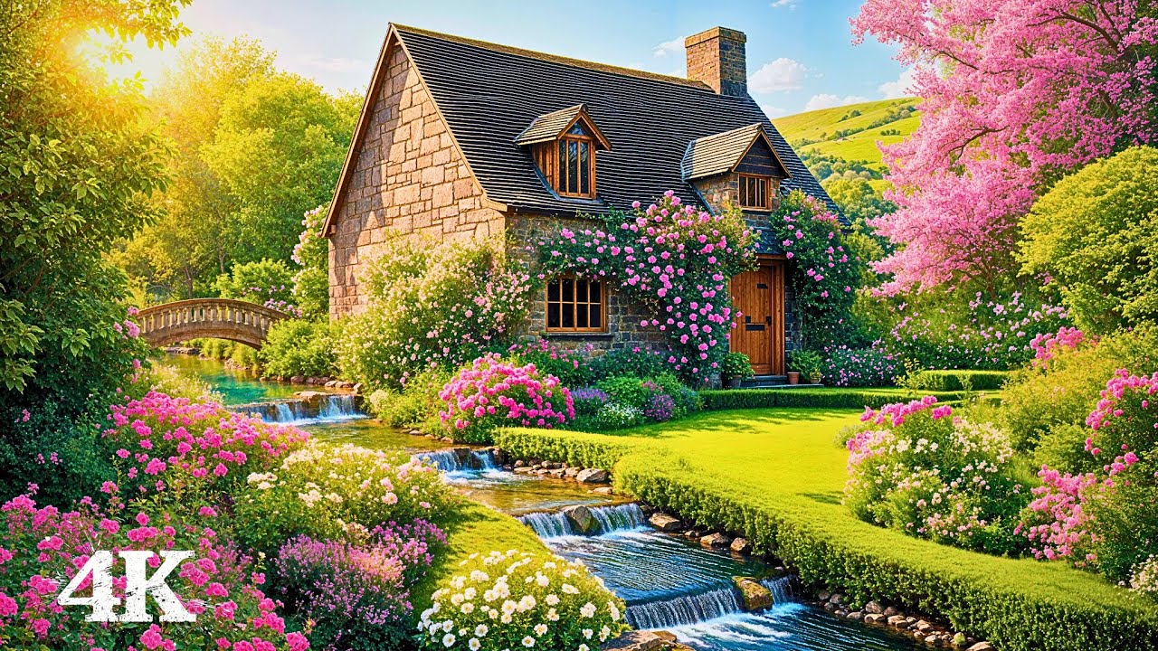 Cottage Garden Ambience | Easily Fall into Deep Sleep with Soothing Water Sounds & Birds