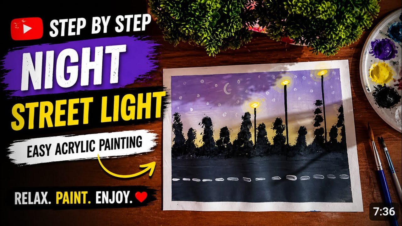 Road way painting with used in acrylic paint for beginners #artshort #acrylicscenery 🥳💦🍂🍂