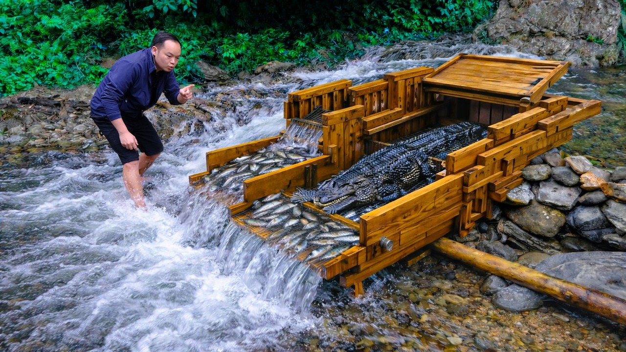 Using Intelligence Instead of Nets – Duong Created a Wooden Fish Trap with Shocking Results