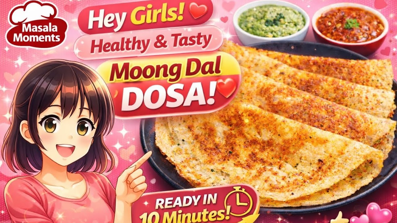 Sirf 10 Minute Mein Crispy Moong Dal Dosa 😍 | No Rice | Healthy Breakfast Recipe |