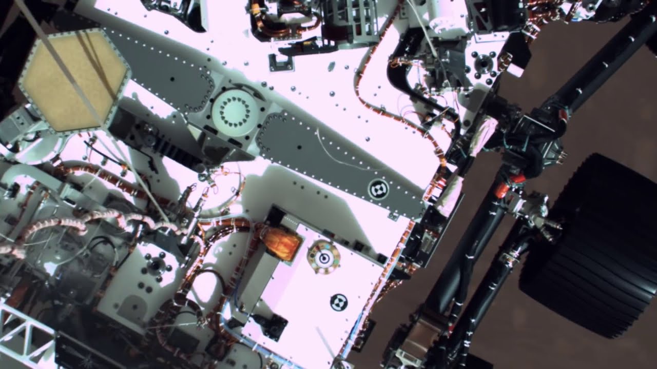 Perseverance&rsquo;s Descent & Touchdown on Mars Descent Stage Down Look Camera