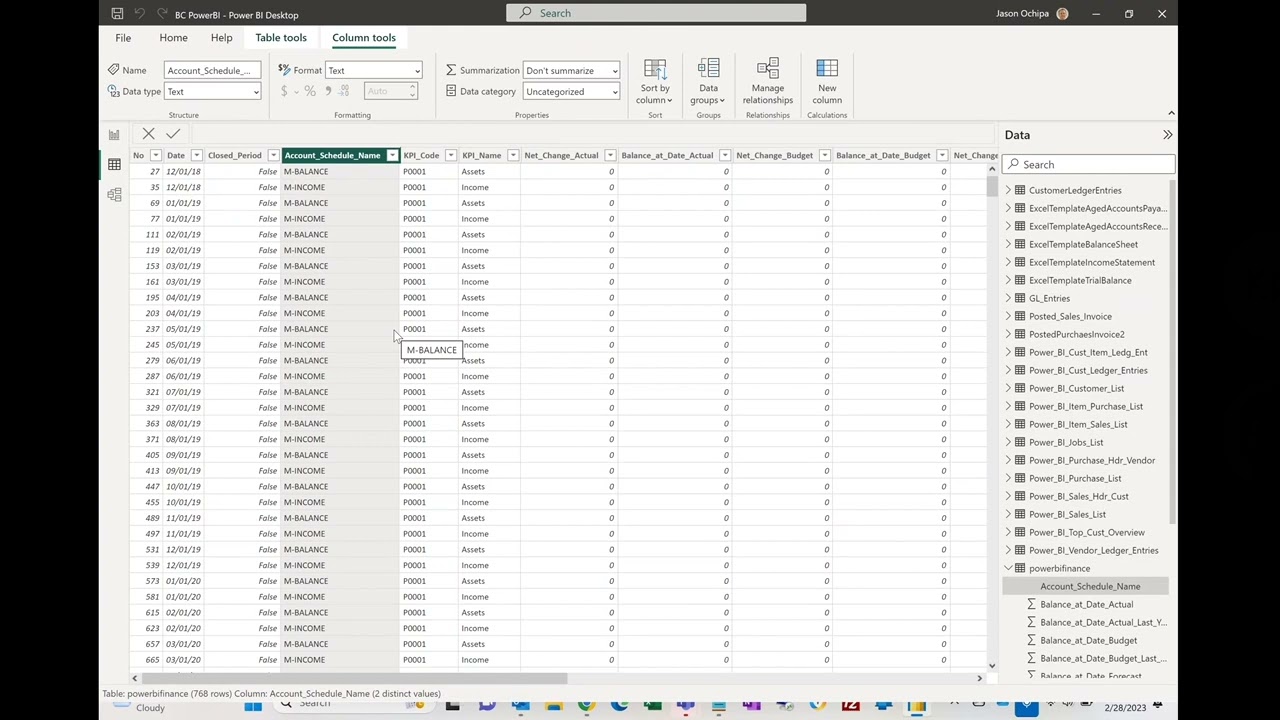 Financial Statements in Microsoft Power BI from Business Central