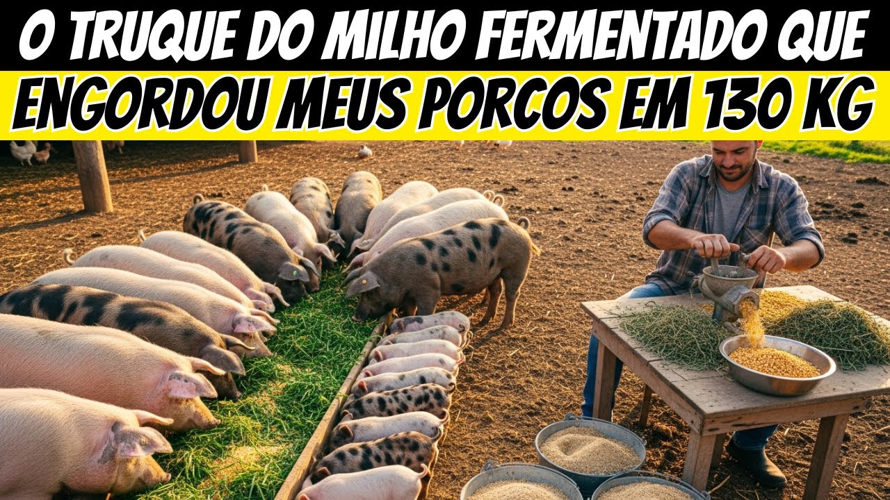 Meus 6 porcos não estavam ganhando peso  Experimentei milho fermentado e eles ganharam 130 quilos e