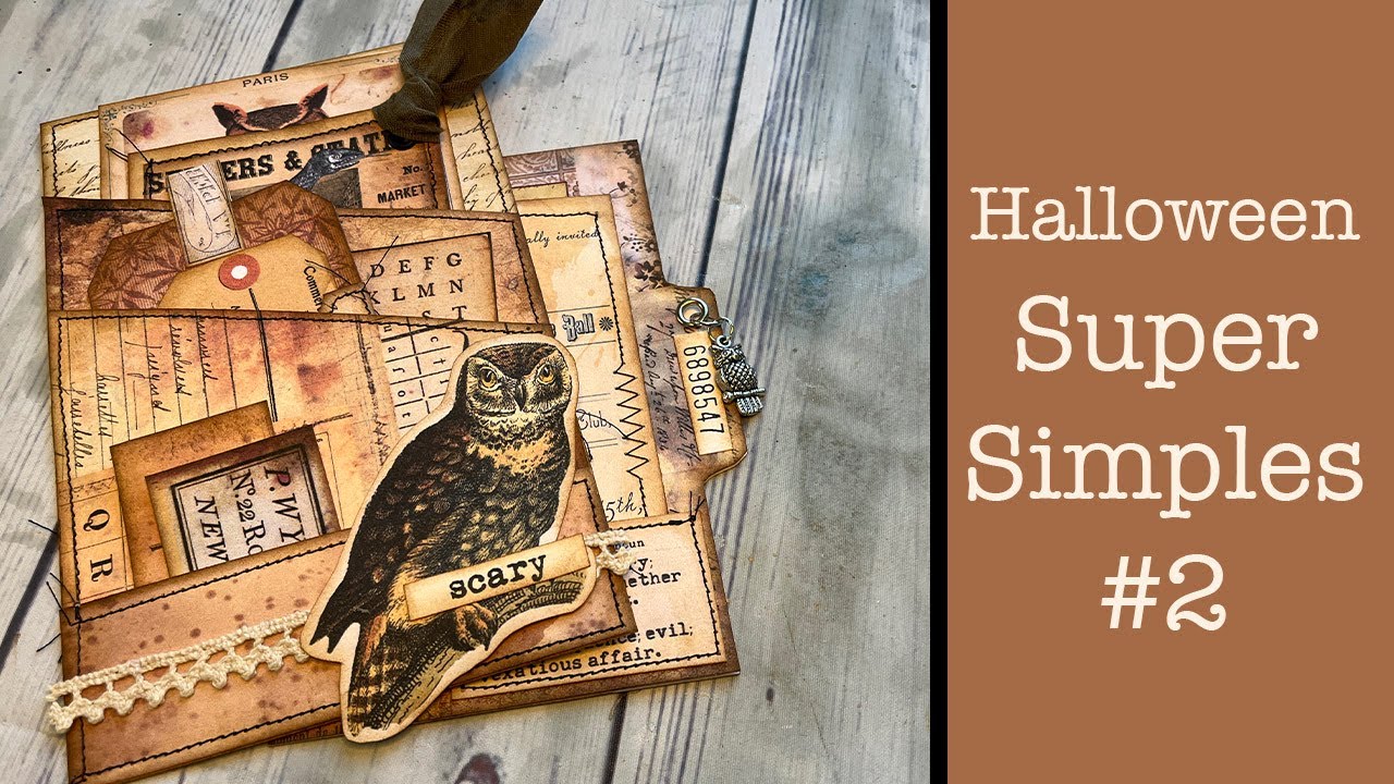 Halloween Super Simples #2 FULL Tutorial: Stacked Pocket with Hidden File Folder, Junk Journaling