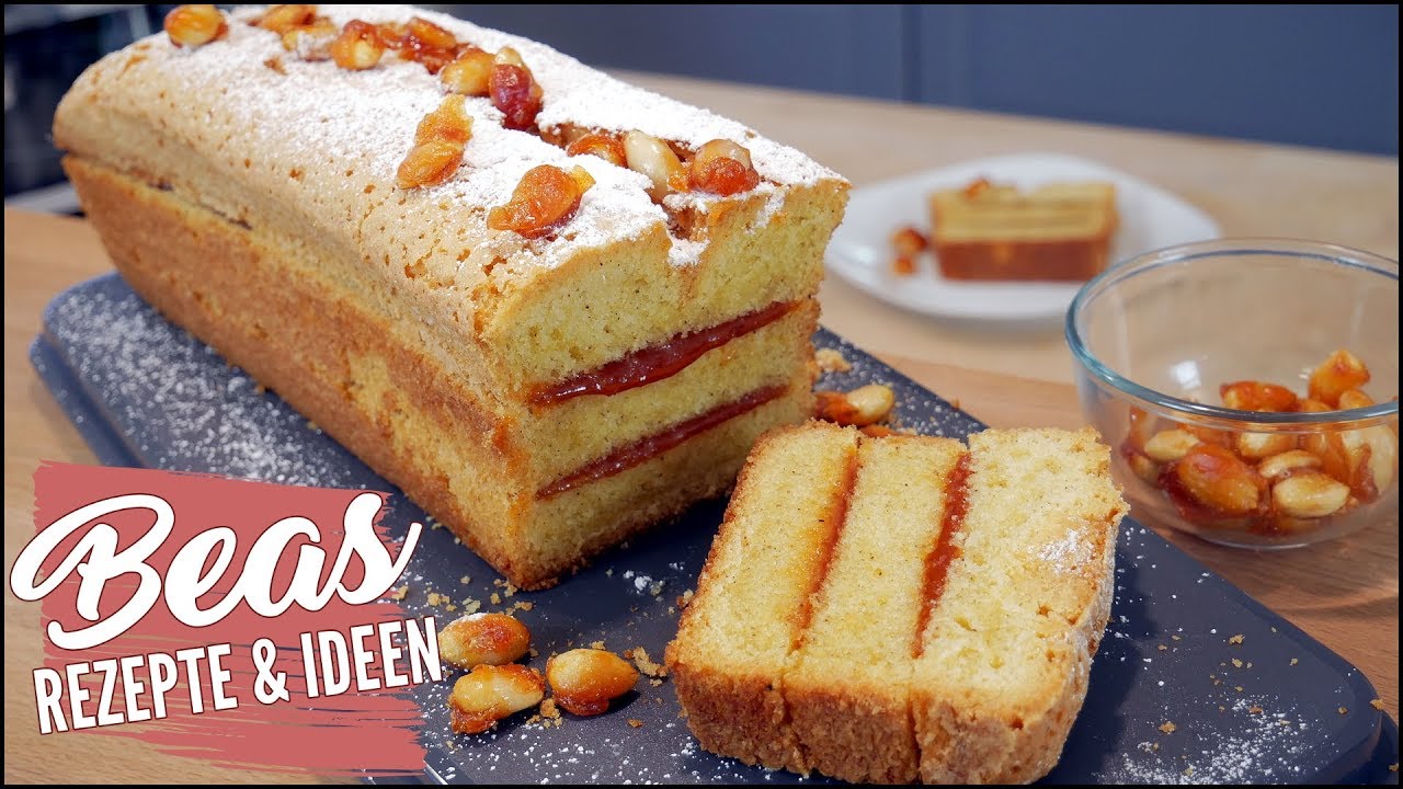 Saftiger Eierlikörkuchen gefüllt | Rezept mit karamellisierten Hagebuttenmandeln | Kastenform
