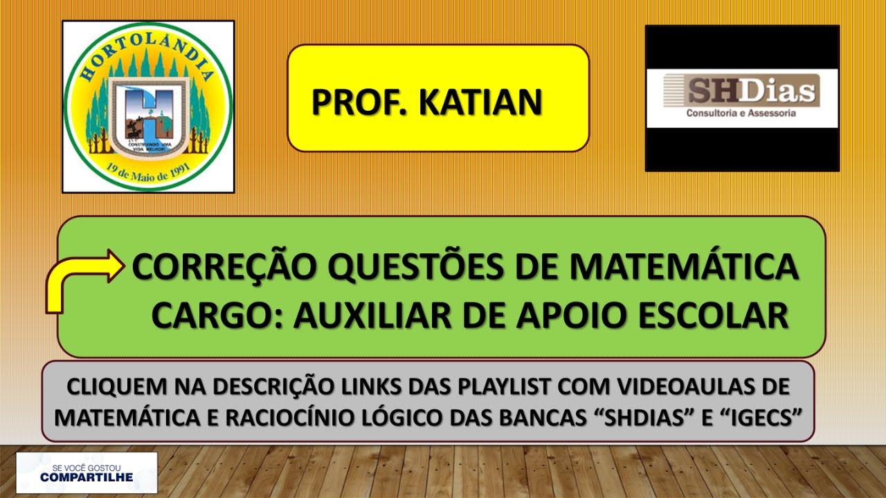 SHDIAS - Prova para Auxiliar de Apoio Escolar -Questões de Matemática - Prefeitura de Hortolândia/SP