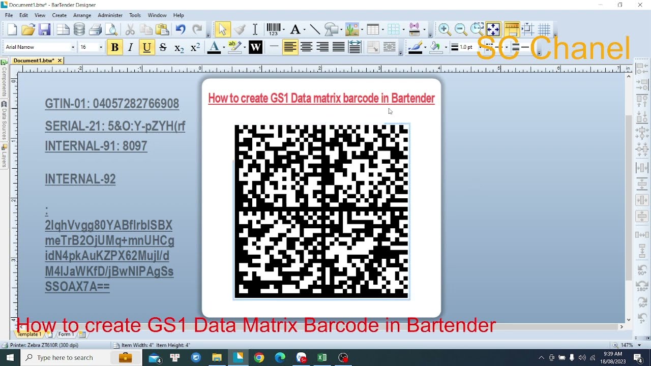 How to create GS1 datamatrix barcodes in bartender