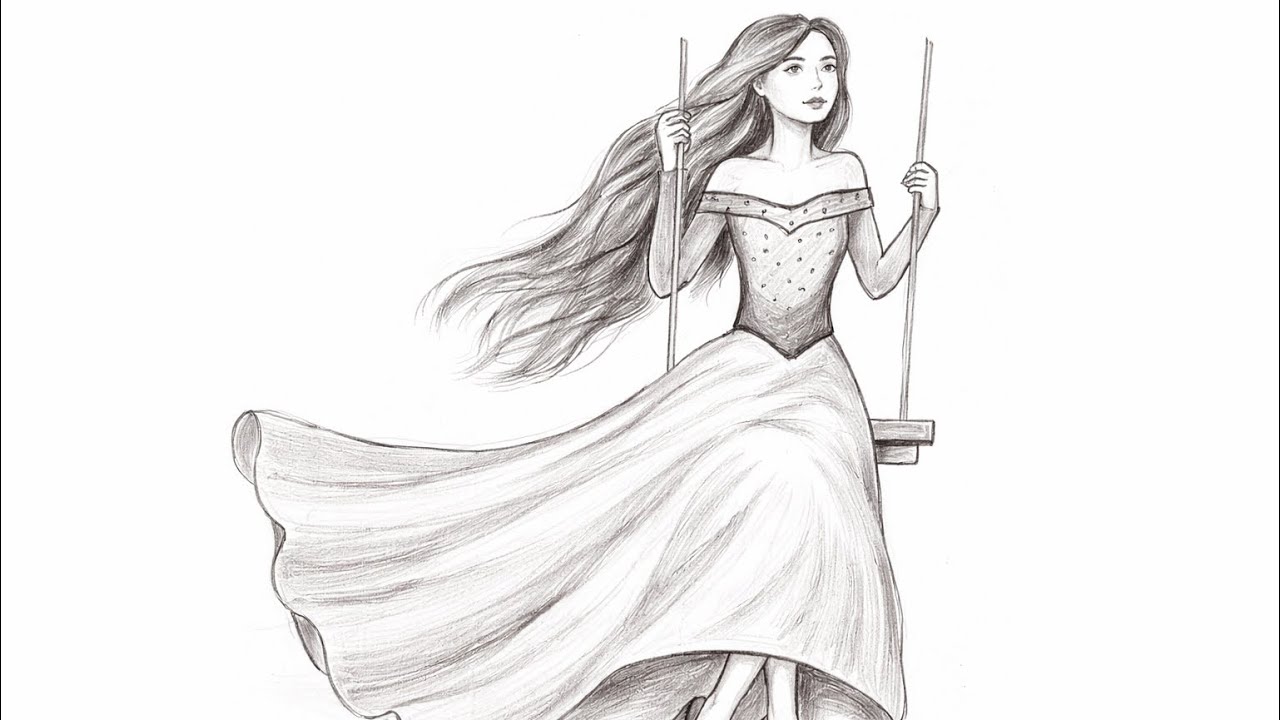How to draw girl in beautiful dress || Easy drawing for beginners || step by step || @Animagic-13 