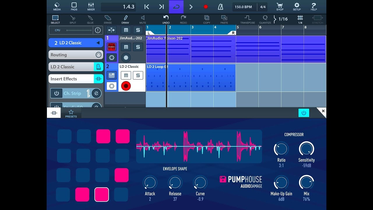 PUMPHOUSE by Audio Damage - Sidechain Compression Made Easy - iPad Demo