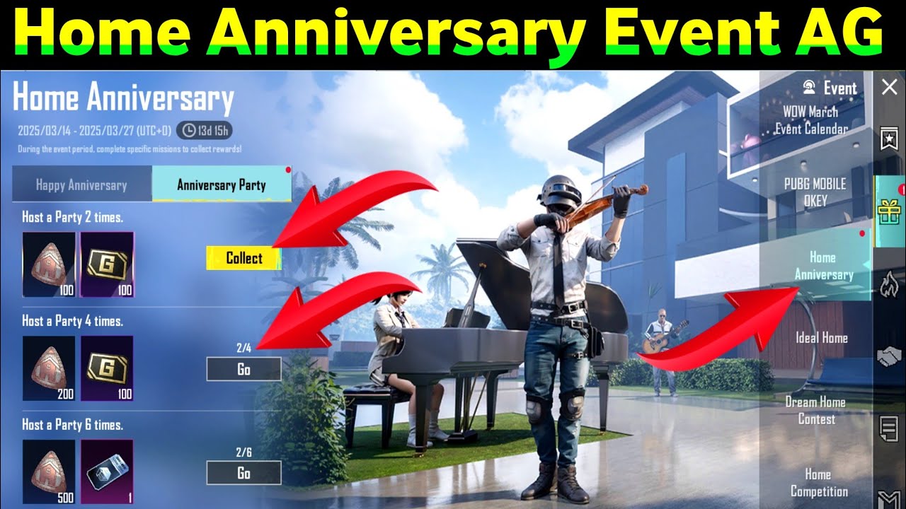 PUBG/BGMI Home Anniversary Event  Complete Missions & Earn Free Rewards ag currency attend party