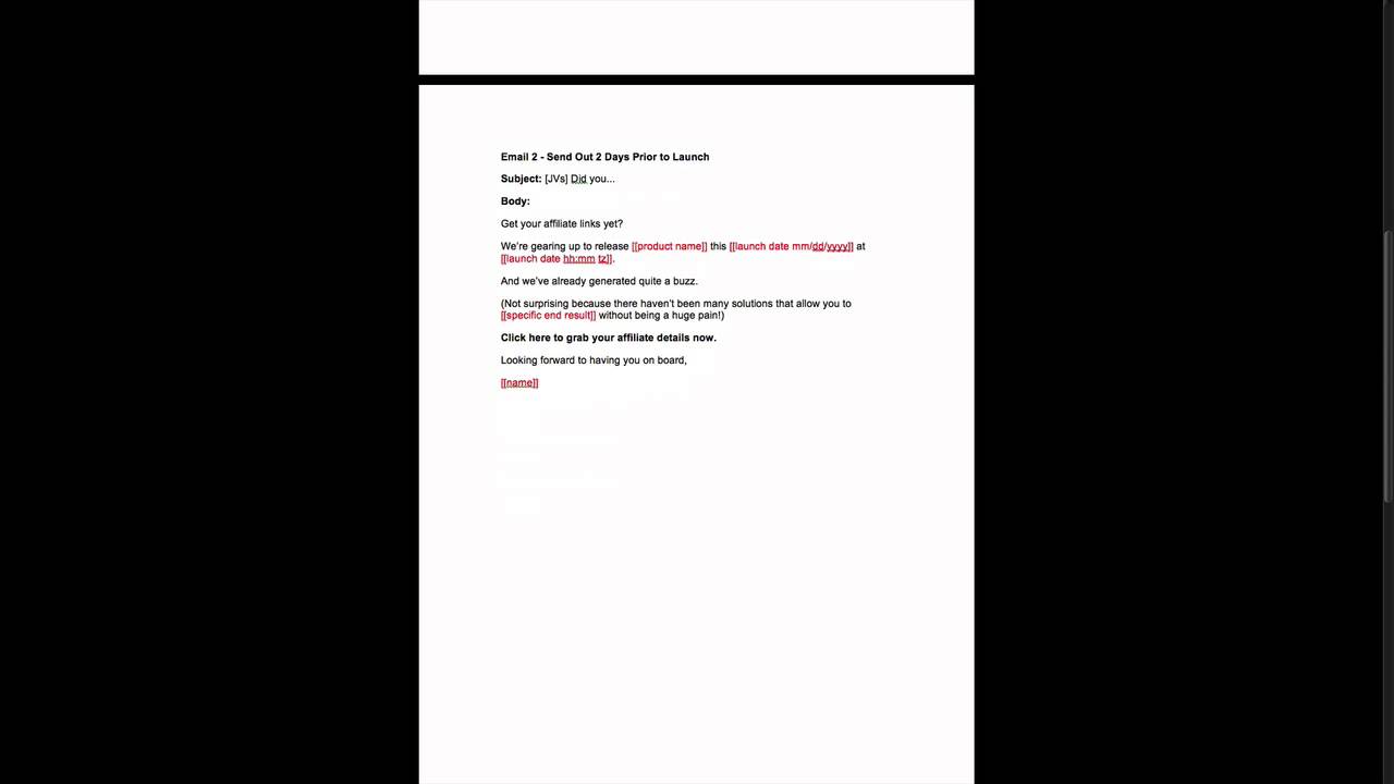 JV Pre-Launch Email Sequence
