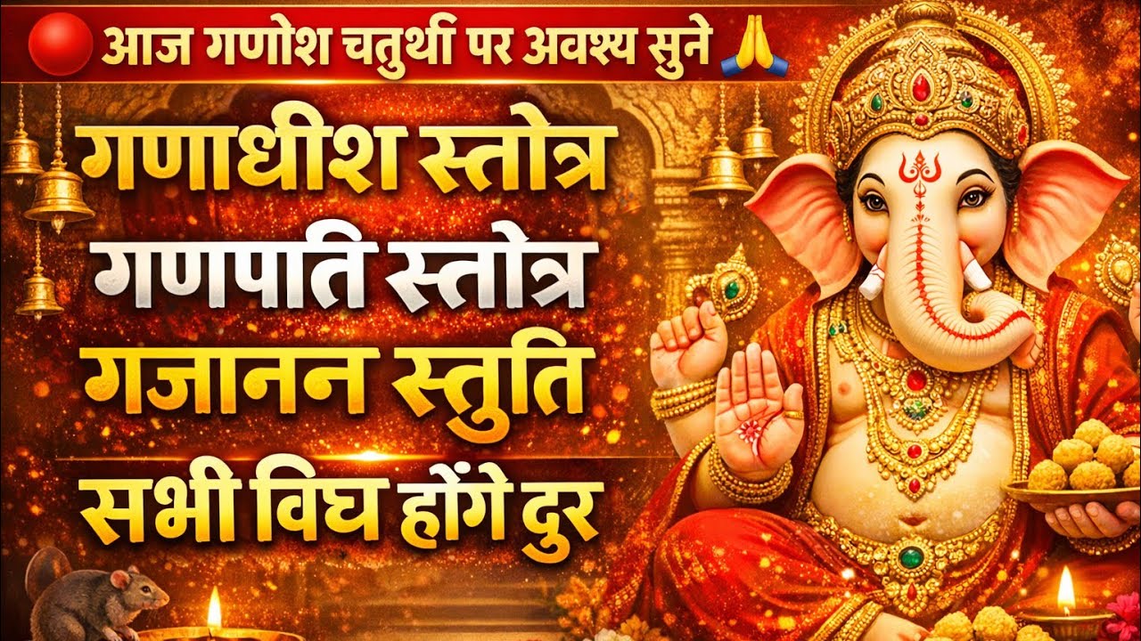 आज गणेश चतुर्थी पर अवश्य सुने 🙏 गणाधीश स्तोत्र | गणपति स्तोत्र | गजानन स्तुति | सभी विघ्न होंगे दूर