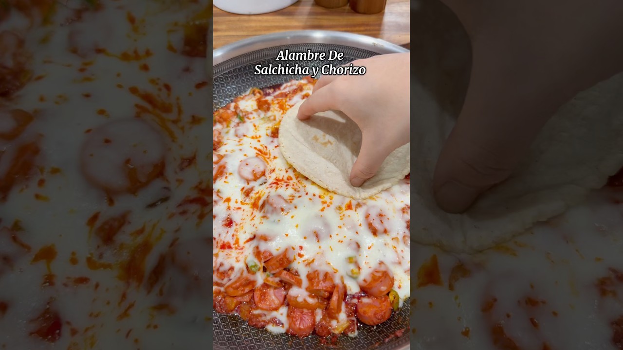 Alambre de salchicha y chorizo #comidamexicana #recetas #shorts