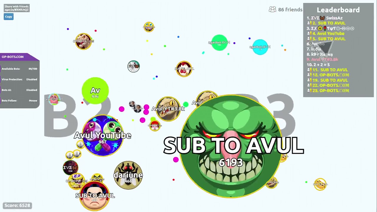AGAR.IO GAMEPLAY WITH 100 BOTS || OP-BOTS.COM 2021