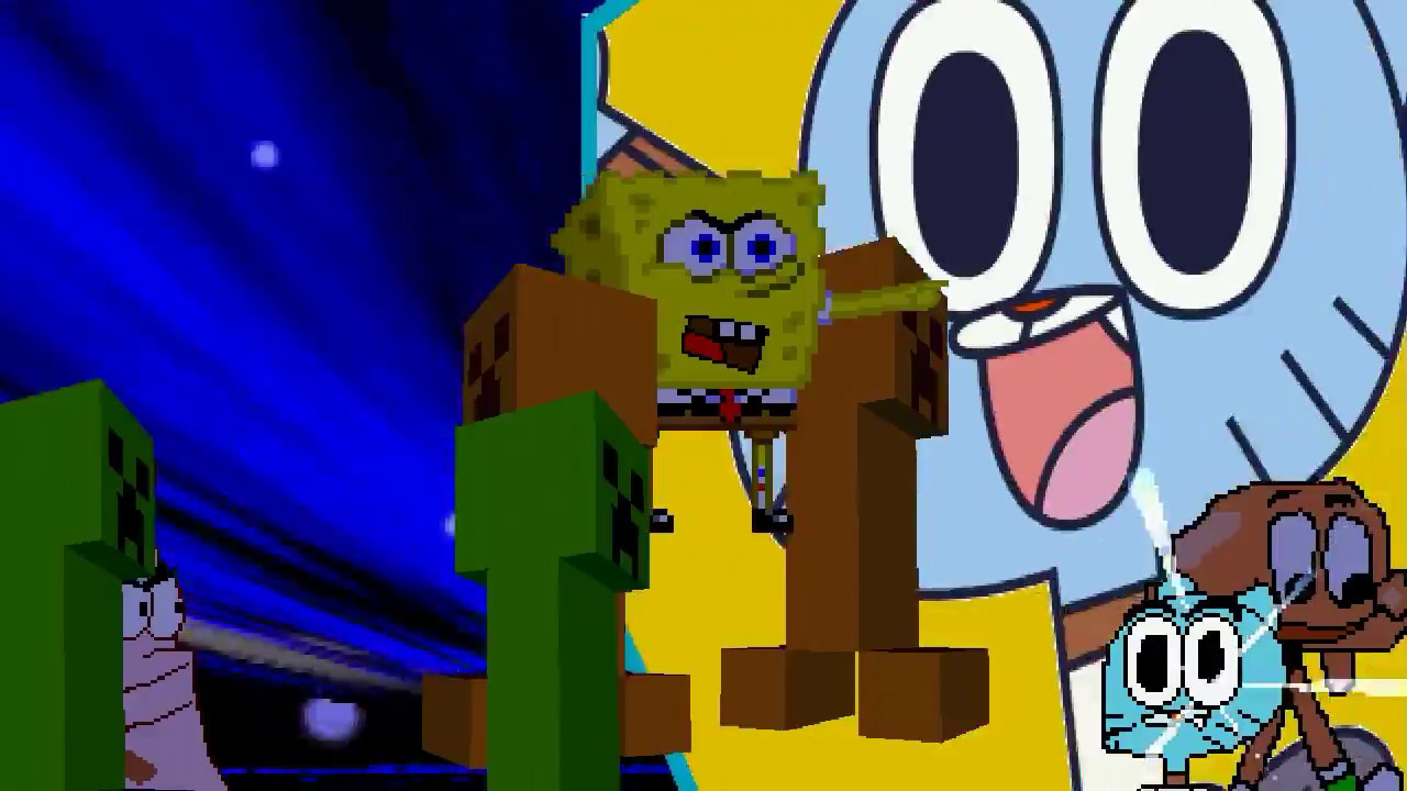 AN Mugen Request #938: Spongebob, Patrick, Darwin, Gumball VS Takumin (Creeper)