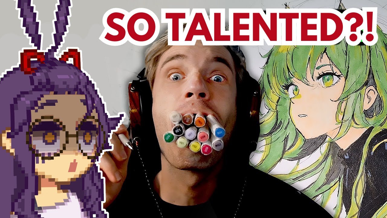 Pewdiepie's INSANE art progress (30 & 100 day reaction)