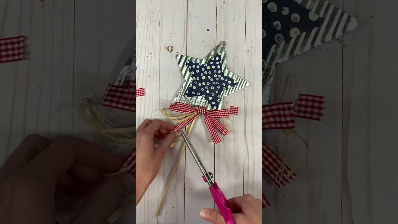 Easiest Dollar Tree DIY for Fourth of July or Memorial Day - Patriotic Decor #shorts
