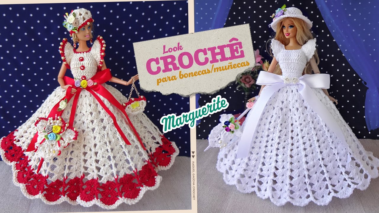 Look noiva/retrô de crochê para Barbie 💐 Marguerite