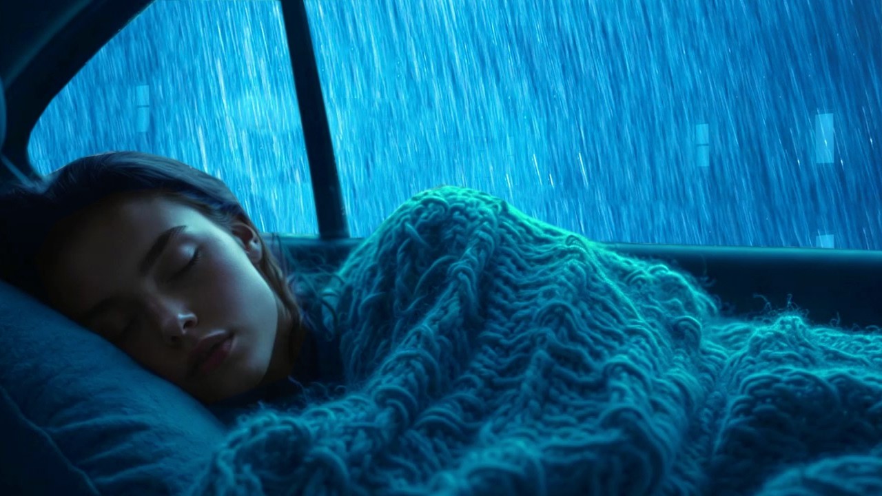 3 Minutes To Calm and Help You Sleep Instantly with Heavy Rain & Thunder Sounds on The Car at Night