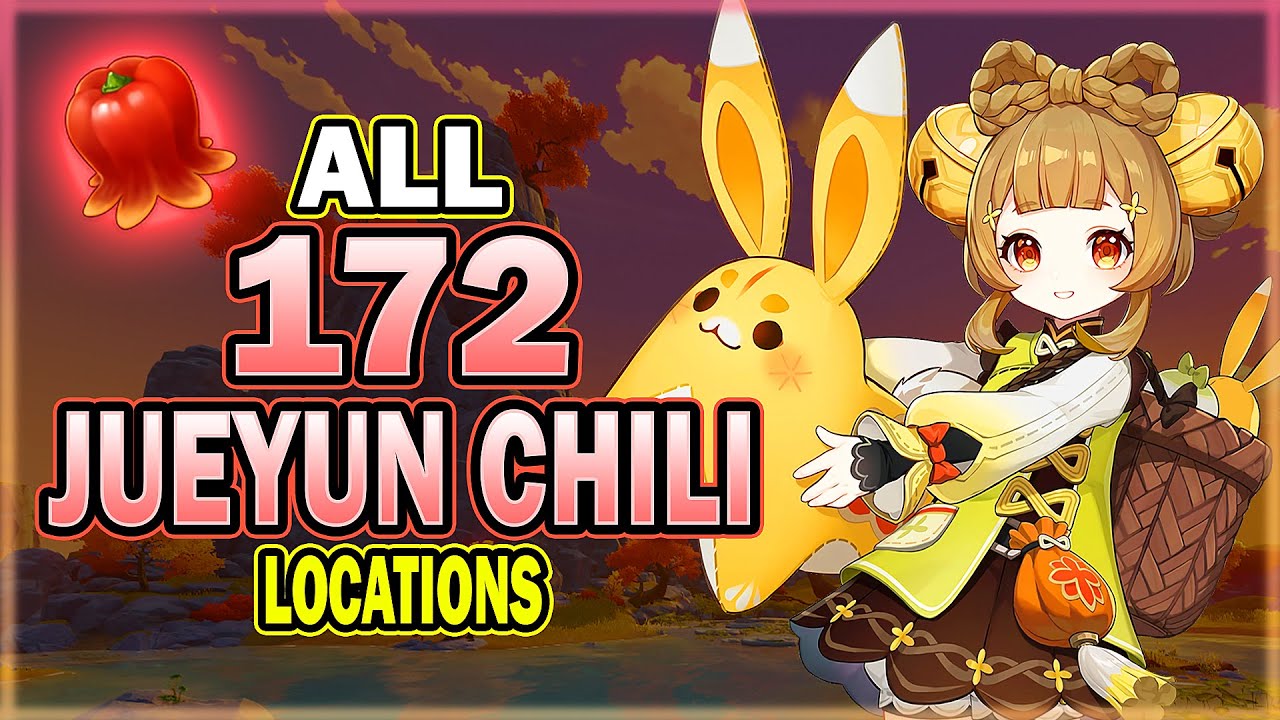 All 172 Jueyun Chili Locations - Efficient Farming Route | Yaoyao Ascension Material | Genshin