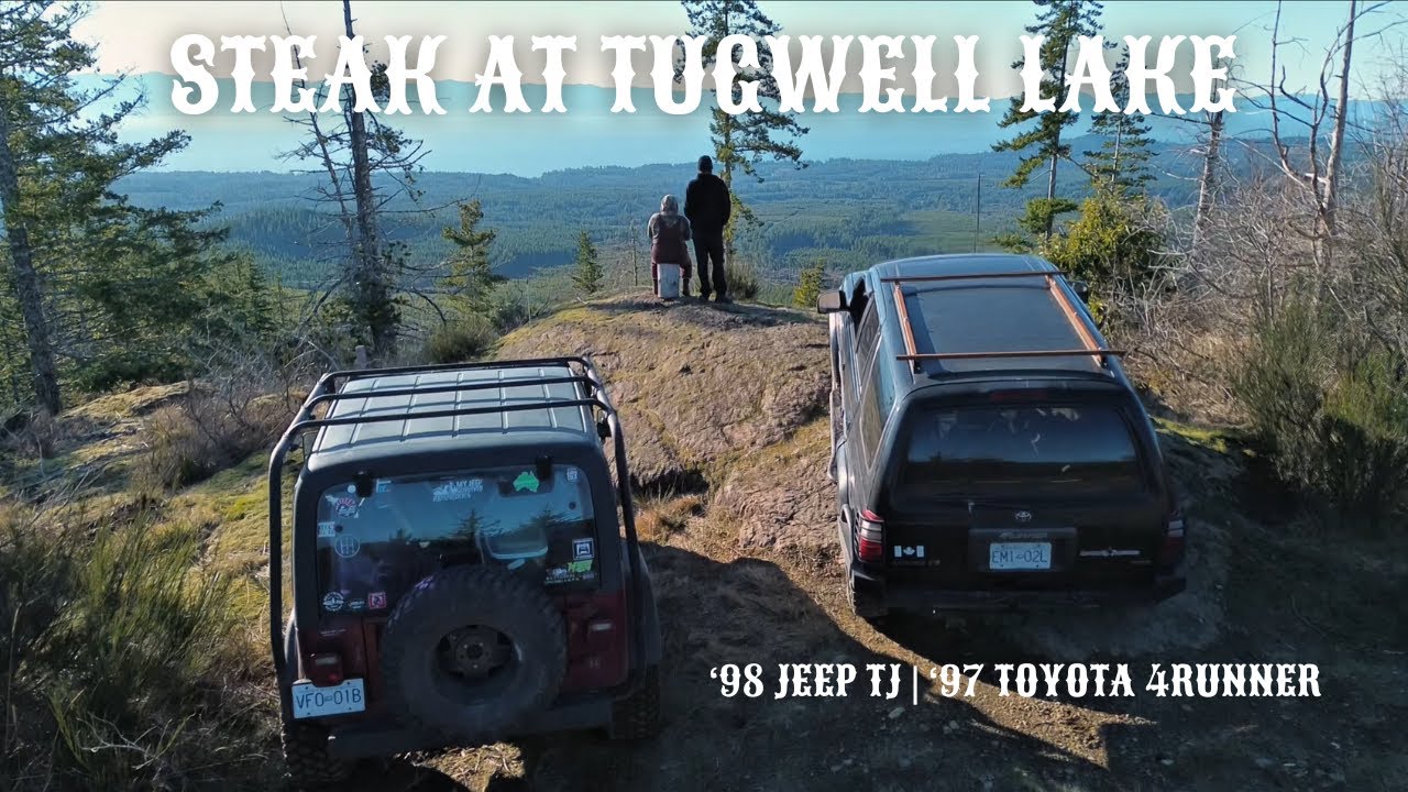 ‘97 Toyota 4Runner & Jeep TJ wheeling in sooke | Steak at Tugwell lake