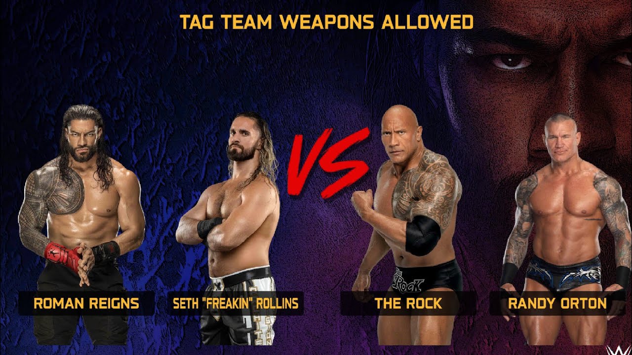 Roman Regins & Seth Rollins Vs Rock & Randy Orton || Tag team match || wwetag team fight