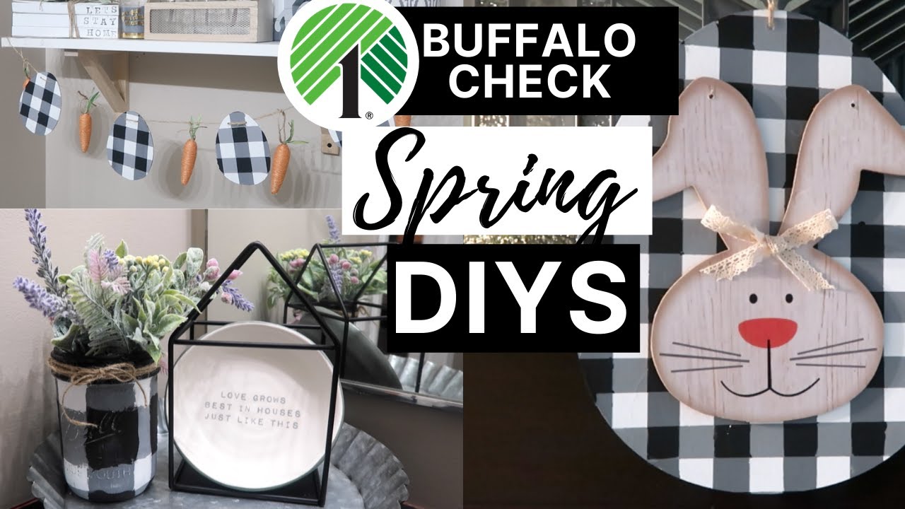 $1 Buffalo Check Spring DIYS | Buffalo Plaid Easter Decor + Dollar Tree Supplies