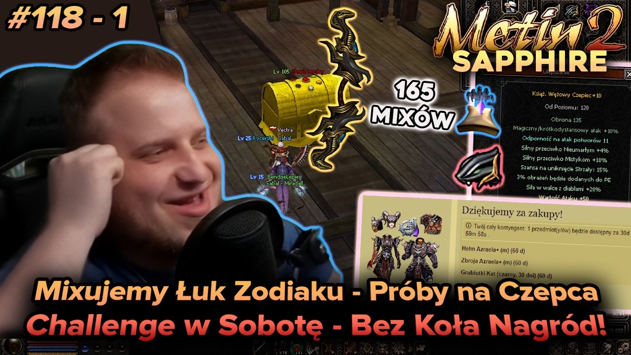 Sabal - Metin2 - Sapphire - 160+ zmianek w Łuk, x3 ulepszanie Czepca oraz plan na Challenga - 19/1