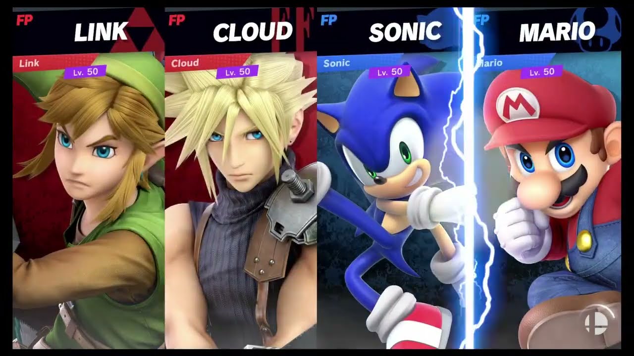 Super Smash Bros Ultimate Amiibo Fights Request #62 Link & Cloud vs Sonic & Mario