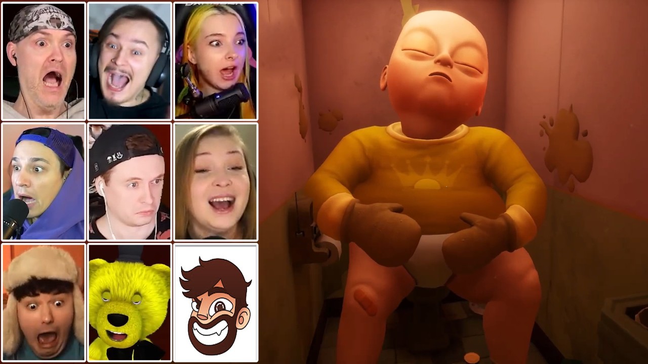 Реакция Летсплейщиков на Объевшегося Гигантского Ребенка в Желтом | Baby In Yellow Crown Childcare