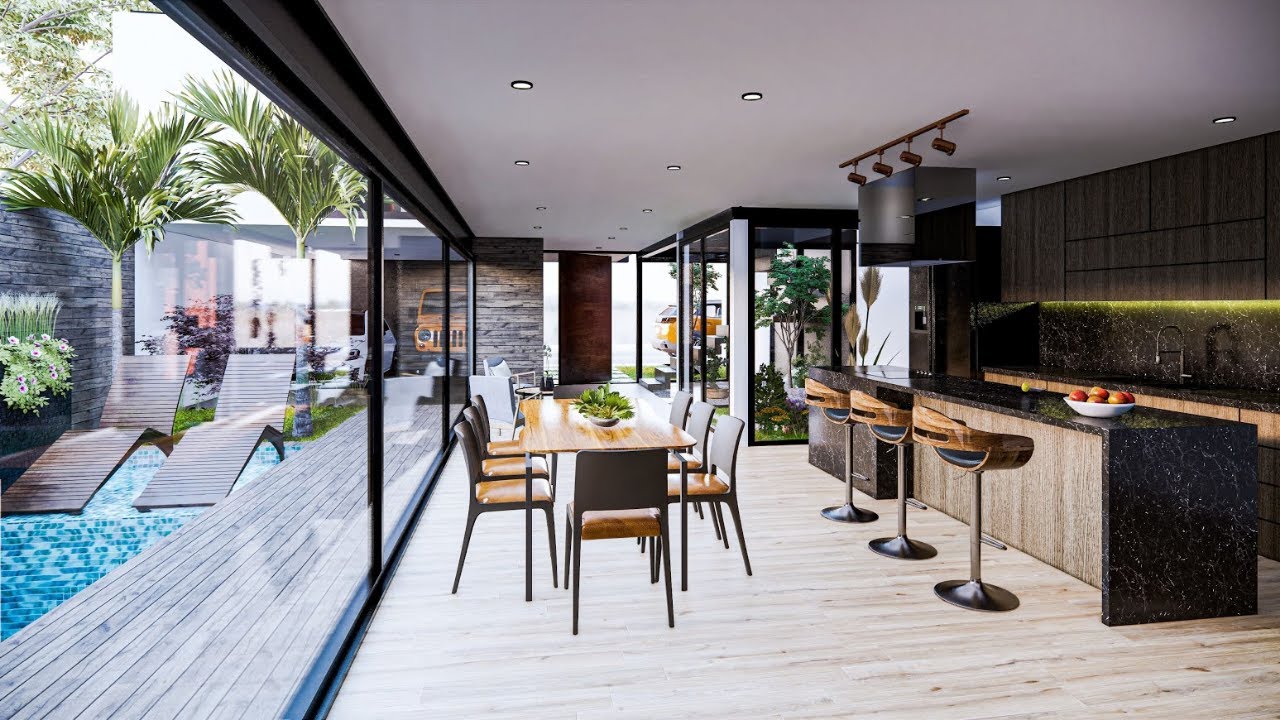 CASA MODERNA EN TERRENO DE 10X20 CON ALBERCA Y JARD&Iacute;N INTERIOR | RESIDENCIA CONTEMPOR&Aacute;NEA