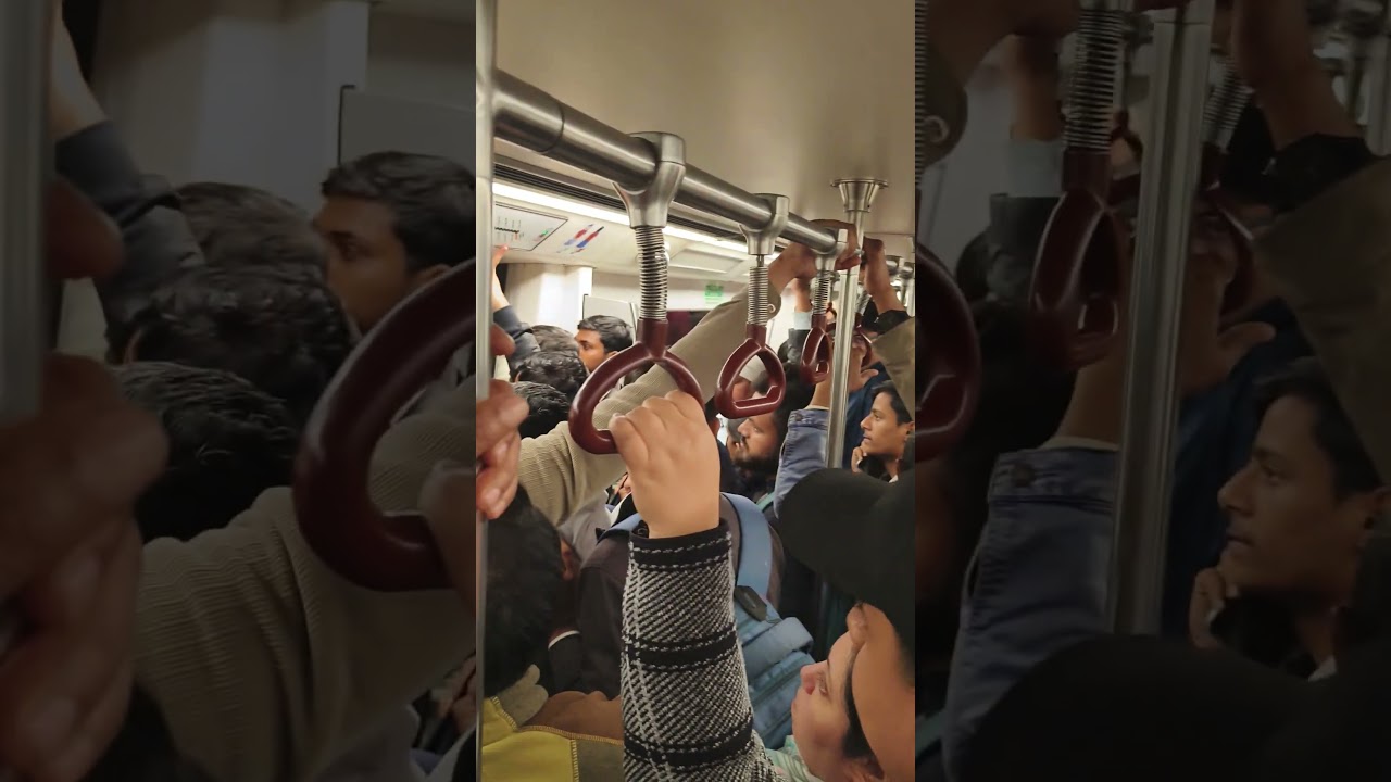 Delhi metro inside the crowd 