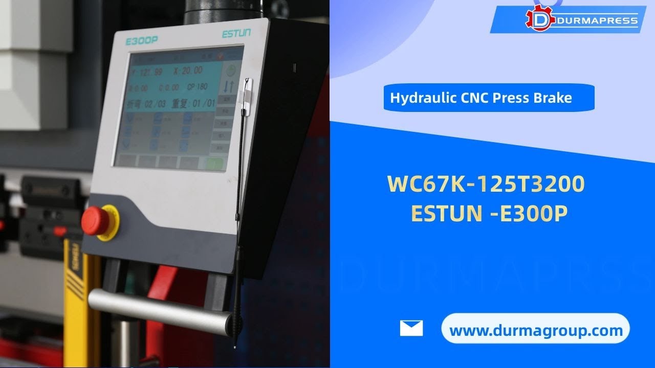 DURMAPRESS 125T3200 Hydraulic CNC Press Brake With Estun E300 System 4 Axis For Y X R V Crowning
