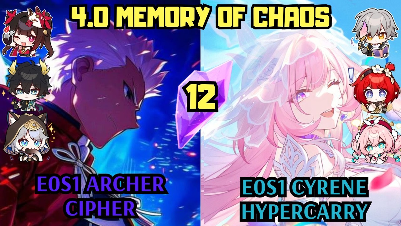 E0 Archer Cipher Hypercarry & E0 Cyrene Hypercarry | 4.0 Memory of Chaos 12 | Honkai Star Rail