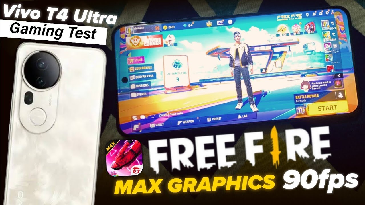 Vivo T4 Ultra Free Fire Max Gaming Test Full Ultra Graphics & Fps | Vivo T4 Ultra Gaming Test | 