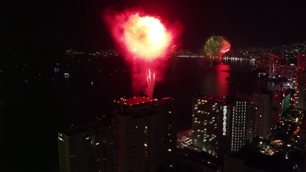Fireworks show in Acapulco, New Years 2020