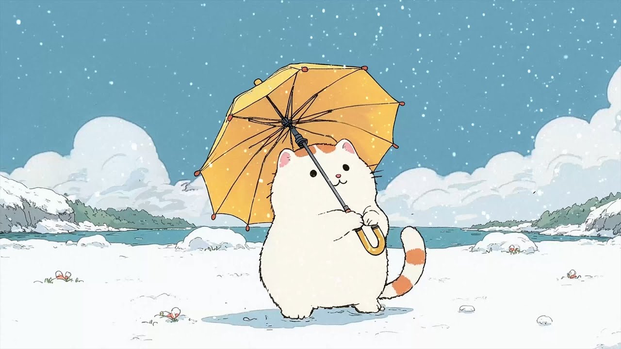 Cute Cat in the Snow ☔❄️ | Lofi Hip Hop Beats to Chill, Focus, Study & Calm Your Mind