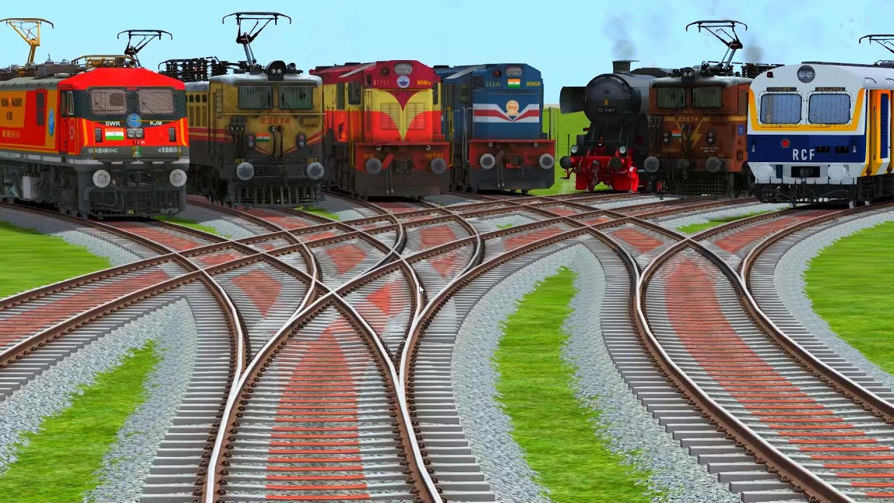 All Realistic Trains Run At Bumpy 🔛 Railroad Tracks | risky railroad crossing for toddlers